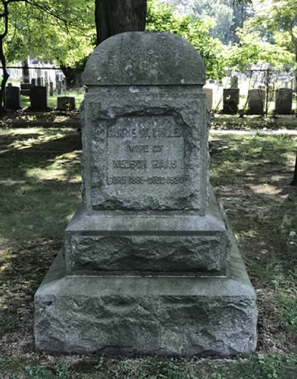 Side view of Nelson Haas Gravestone
